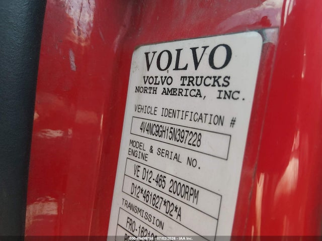 Продажа на аукционе авто 2005 Volvo Vn Vnl, vin: 4V4NC9GH15N397228, номер лота: 45499758