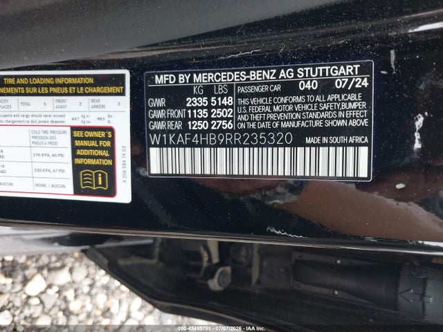 Aukcja sprzedaży 2024 Mercedes-benz C 300, vin: W1KAF4HB9RR235320, numer aukcji: 45499788