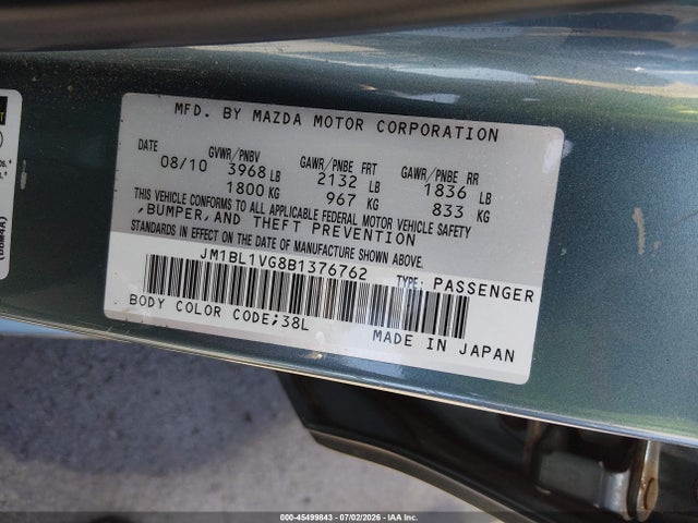 Aukcja sprzedaży 2011 Mazda Mazda3 I Touring, vin: JM1BL1VG8B1376762, numer aukcji: 45499843