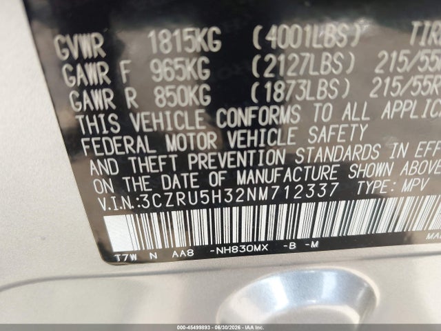 3CZRU5H32NM712337 Honda Hr-v 2wd Lx