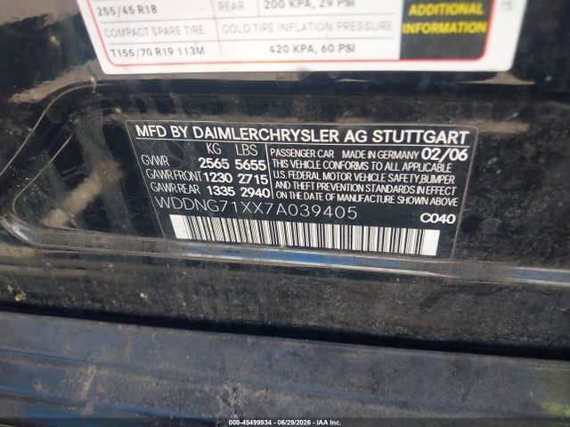 Продажа на аукционе авто 2007 Mercedes-benz S 550, vin: WDDNG71XX7A039405, номер лота: 45499934