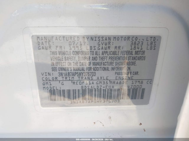 3N1AB7AP5HY376703 Nissan SENTRA SV