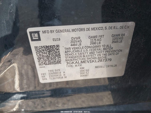 Продаж на аукціоні авто 2019 Gmc Terrain Sle, vin: 3GKALMEV1KL287379, номер лоту: 45500109