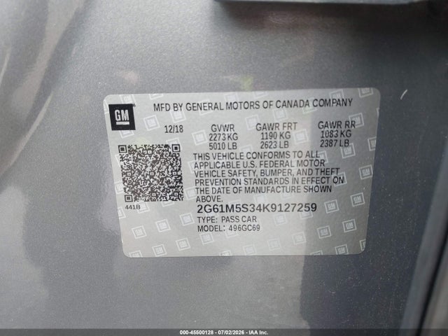 Aukcja sprzedaży 2019 Cadillac Xts Luxury, vin: 2G61M5S34K9127259, numer aukcji: 45500128