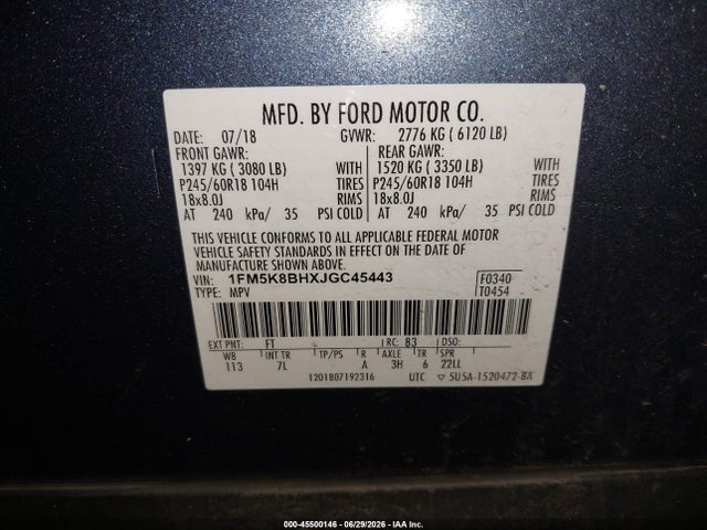 Ford Explorer 2018 1FM5K8BHXJGC45443 Image 9