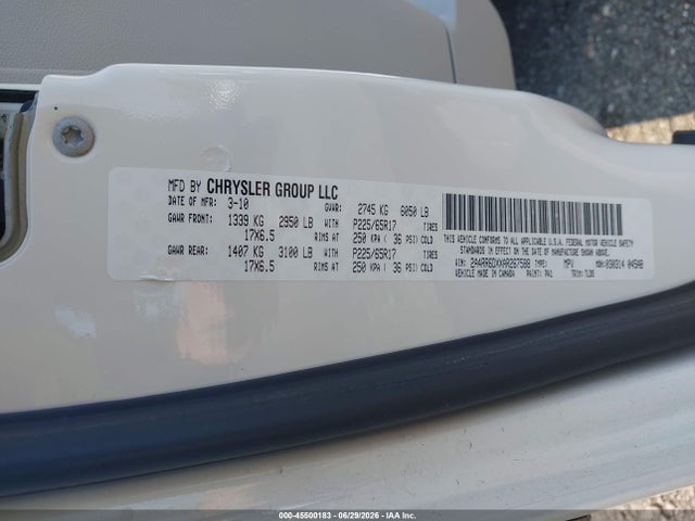45500183 :رقم المزاد ، 2A4RR6DXXAR267588 vin ، 2010 Chrysler Town & Country Limited مزاد بيع