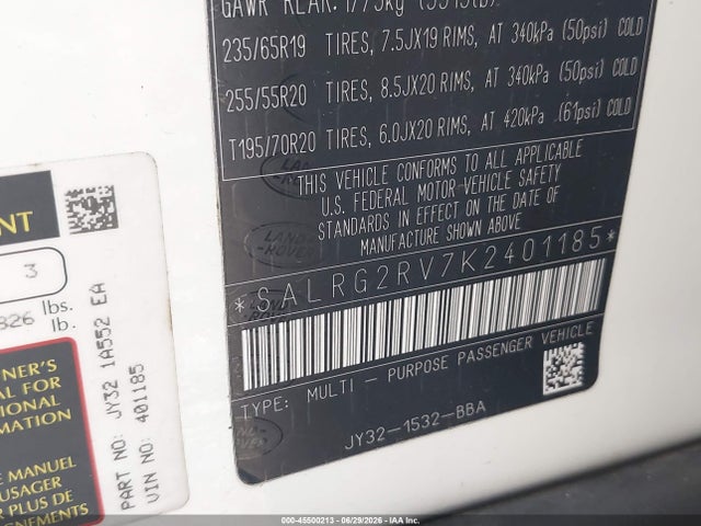 SALRG2RV7K2401185 Land Rover Discovery Se