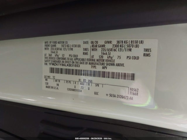 Ford Transit-150 Passenger Van 2020 1FMZK1Y86LKB31553 Image 9
