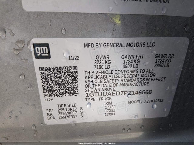 2023 Gmc Sierra 1500 4wd  Standard Box Pro მანქანა იყიდება აუქციონზე, vin: 1GTUUAED7PZ146568, აუქციონის ნომერი: 45500299