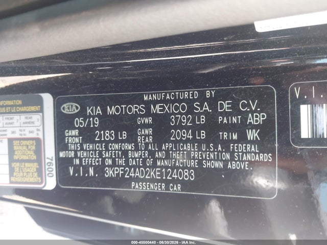 Продаж на аукціоні авто 2019 Kia Forte Fe, vin: 3KPF24AD2KE124083, номер лоту: 45500440