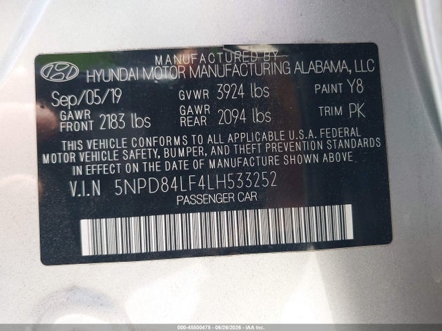 Hyundai ELANTRA SEL 2020 5NPD84LF4LH533252 Image 9