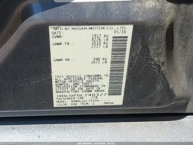 1N4AL3AP3GC240327 Nissan Altima 2.5 S