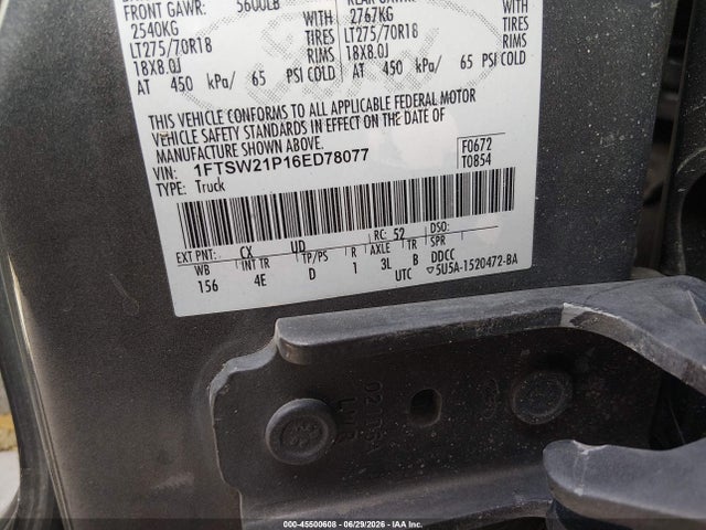 Продаж на аукціоні авто 2006 Ford F-250 Lariat/xl/xlt, vin: 1FTSW21P16ED78077, номер лоту: 45500608