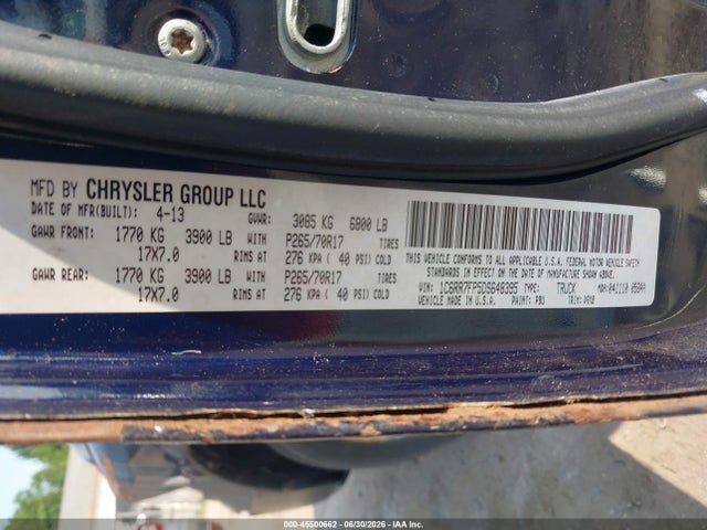 45500662 :رقم المزاد ، 1C6RR7FP5DS648395 vin ، 2013 Ram 1500 Tradesman مزاد بيع