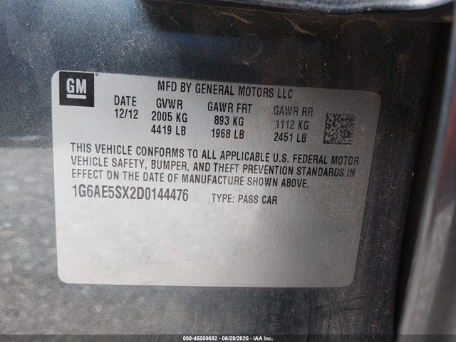 2013 Cadillac Ats Premium მანქანა იყიდება აუქციონზე, vin: 1G6AE5SX2D0144476, აუქციონის ნომერი: 45500692