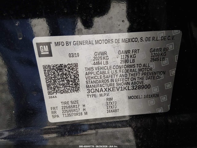 3GNAXKEV1KL328900 Chevrolet EQUINOX LT