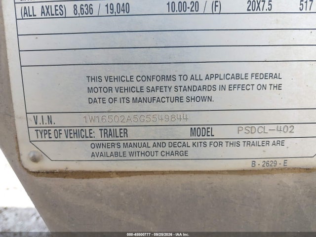 Продаж на аукціоні авто 2016 Wilson Trailer Co Livestock Trailer, vin: 1W16502A5G5549844, номер лоту: 45500777
