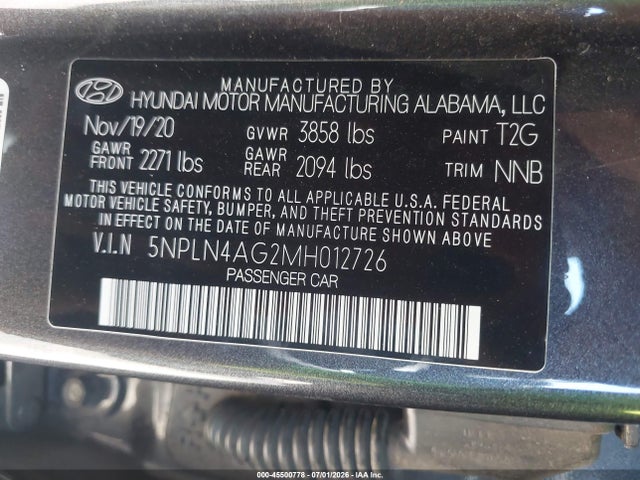 Hyundai ELANTRA SEL 2021 5NPLN4AG2MH012726 Image 9
