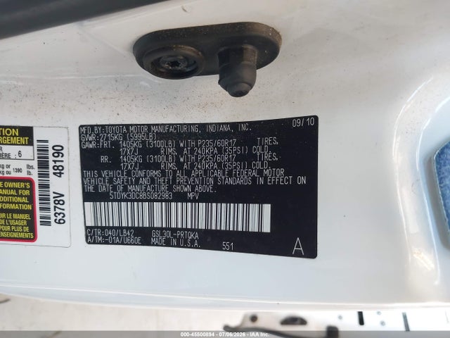 Продажа на аукционе авто 2011 Toyota Sienna Xle V6, vin: 5TDYK3DC8BS082983, номер лота: 45500894