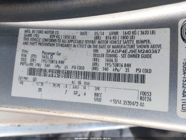 Продаж на аукціоні авто 2014 Ford Fiesta Se, vin: 3FADP4EJ9EM240387, номер лоту: 45500907