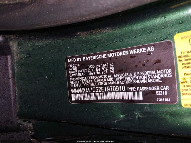 Aukcja sprzedaży 2014 Mini Hardtop Cooper S, vin: WMWXM7C52ET970910, numer aukcji: 45500927