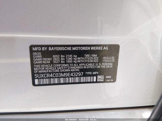 Auction sale of the 2021 Bmw X5 Sdrive40i, vin: 5UXCR4C03M9E43297, lot number: 45500931