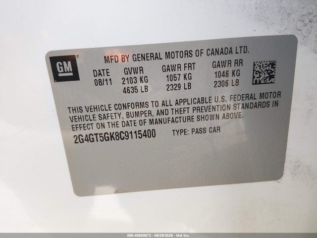Продажа на аукционе авто 2012 Buick Regal Premium 2, vin: 2G4GT5GK8C9115400, номер лота: 45500972
