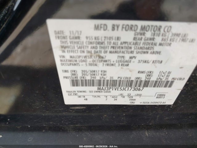 Продажа на аукционе авто 2018 Ford Ecosport Titanium, vin: MAJ3P1VE5JC173067, номер лота: 45500982