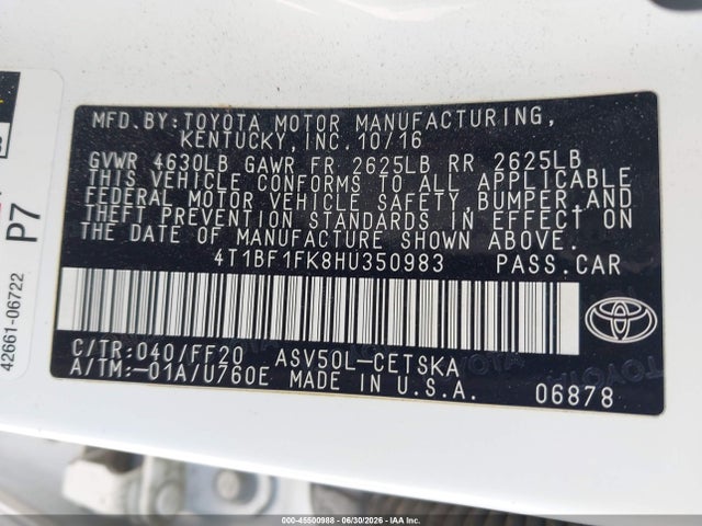 Toyota CAMRY SE 2017 4T1BF1FK8HU350983 Image 9