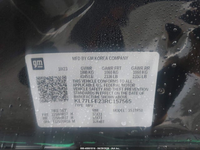 Продаж на аукціоні авто 2024 Chevrolet Trax Fwd Sp, vin: KL77LFE23RC157565, номер лоту: 45501016