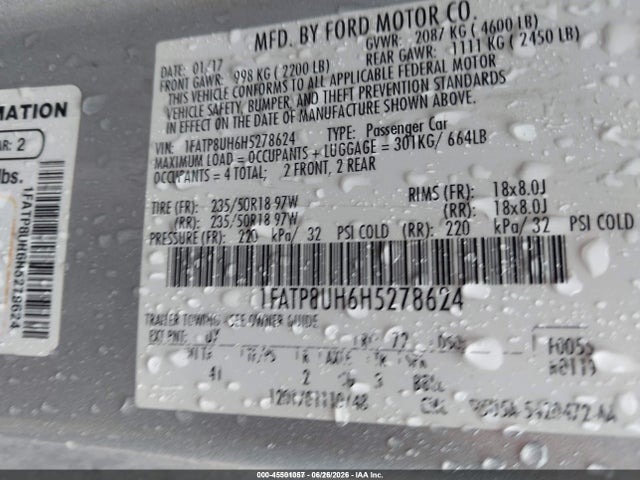 1FATP8UH6H5278624 Ford Mustang Ecoboost Premium