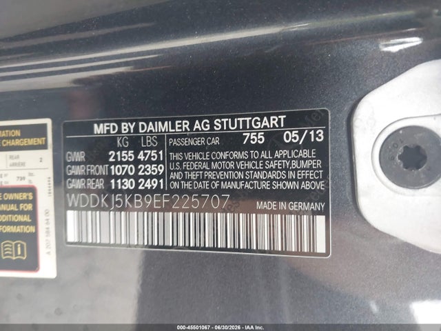 Aukcja sprzedaży 2014 Mercedes-benz E 350, vin: WDDKJ5KB9EF225707, numer aukcji: 45501067