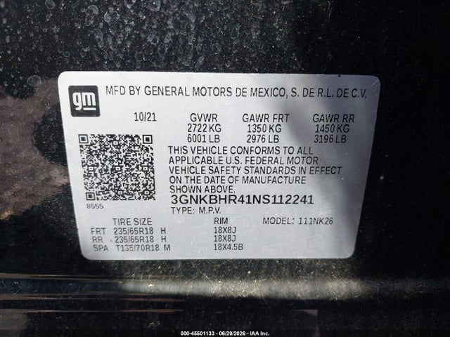Продаж на аукціоні авто 2022 Chevrolet Blazer Awd 2lt, vin: 3GNKBHR41NS112241, номер лоту: 45501133