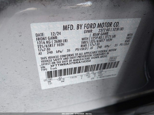 Ford Maverick Xl 2025 3FTTW8A37SRA14354 Image 9