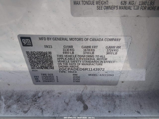 2GCPADED6R1143972 Chevrolet Silverado 1500 2wd Short Bed Rst