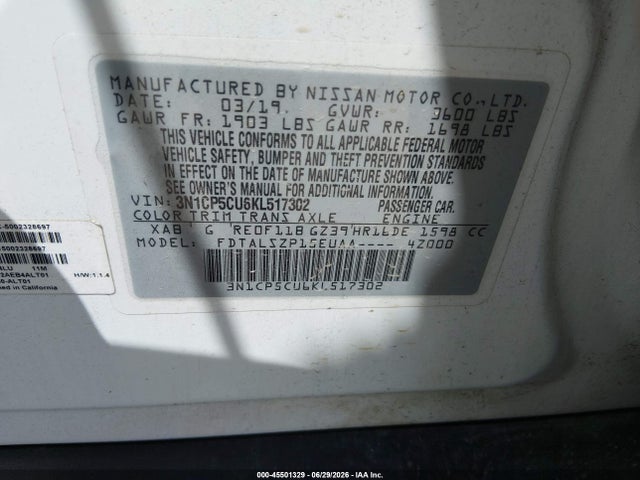 Nissan KICKS SV 2019 3N1CP5CU6KL517302 Image 9
