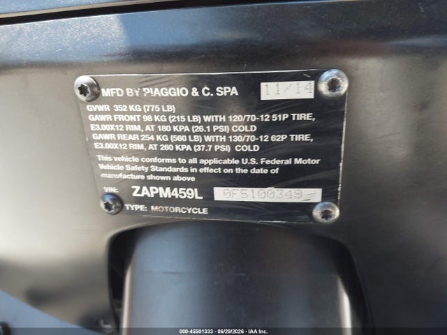 Vespa Gts 300 Super 2015 ZAPM459L0F5100349 Image 10