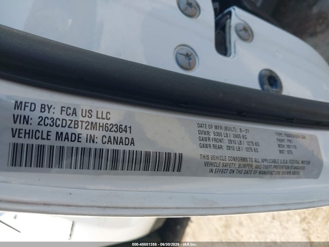 Продажа на аукционе авто 2021 Dodge Challenger R/t, vin: 2C3CDZBT2MH623641, номер лота: 45501358