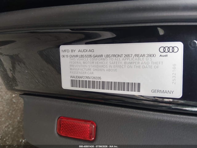 Aukcja sprzedaży 2019 Audi A6 45 Premium, vin: WAUD8AF27KN126335, numer aukcji: 45501430
