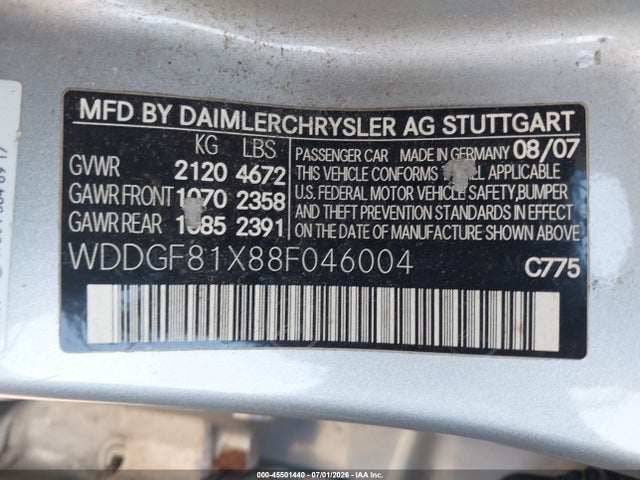 Aukcja sprzedaży 2008 Mercedes-benz C 300 Luxury 4matic/sport 4matic, vin: WDDGF81X88F046004, numer aukcji: 45501440