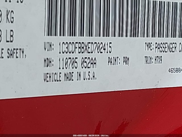 1C3CDFBBXED702415 Dodge DART SXT