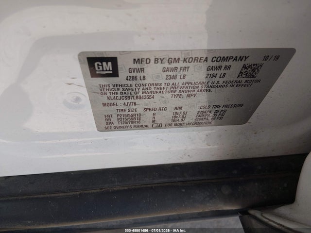 Aukcja sprzedaży 2020 Buick Encore Fwd Essence, vin: KL4CJCSB7LB043554, numer aukcji: 45501486