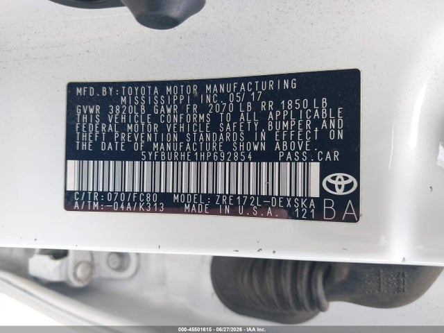 Toyota COROLLA SE 2017 5YFBURHE1HP692854 Image 9
