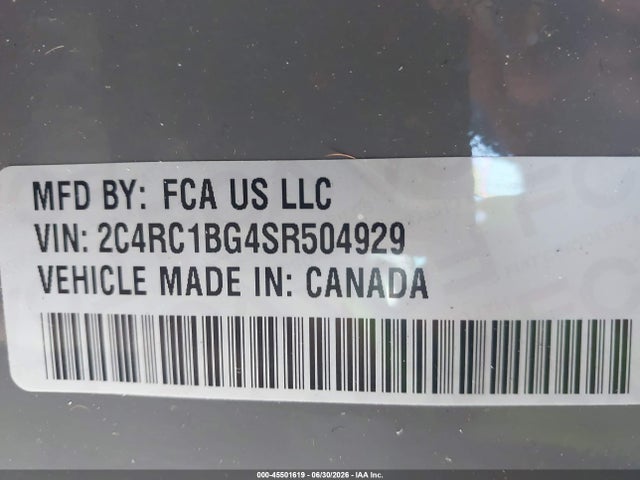 Aukcja sprzedaży 2025 Chrysler Pacifica Select, vin: 2C4RC1BG4SR504929, numer aukcji: 45501619