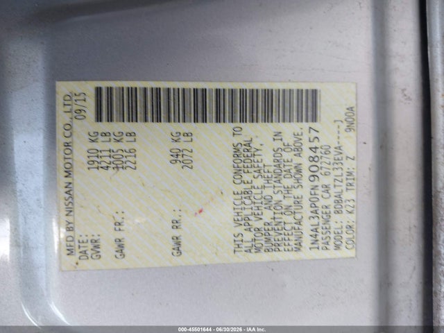 Nissan Altima 2.5 Sl 2015 1N4AL3AP0FN908457 Image 9