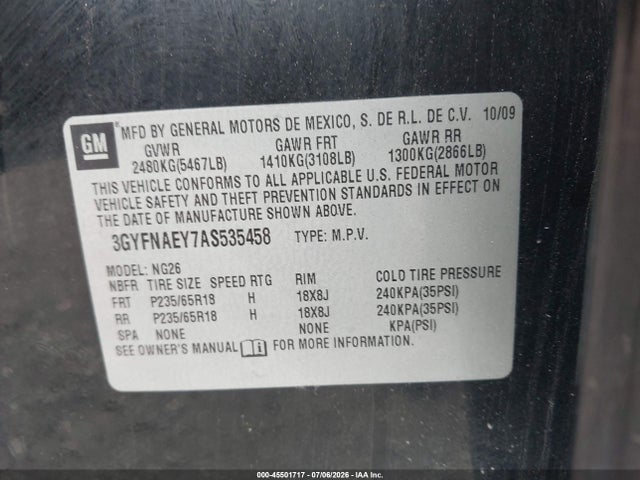 Продажа на аукционе авто 2010 Cadillac Srx Luxury Collection, vin: 3GYFNAEY7AS535458, номер лота: 45501717