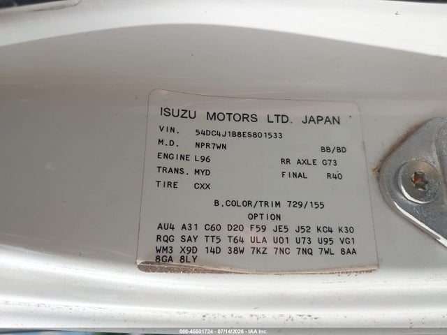 2014 Isuzu Npr Gas Crew მანქანა იყიდება აუქციონზე, vin: 54DC4J1B8ES801533, აუქციონის ნომერი: 45501724