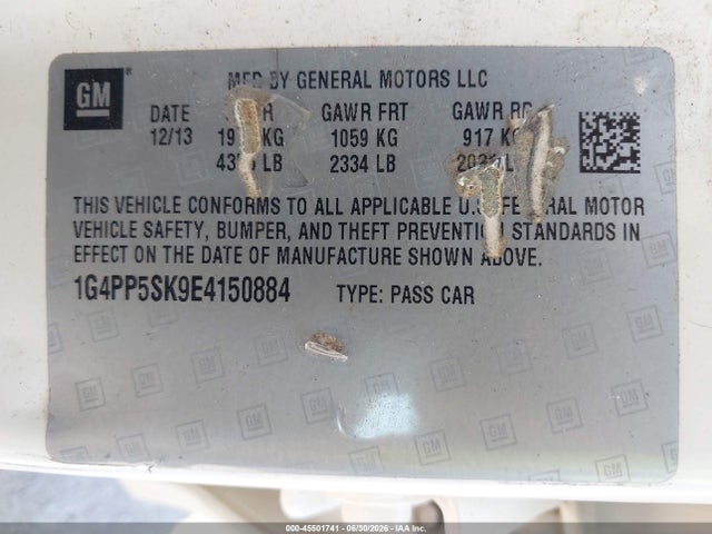 Продажа на аукционе авто 2014 Buick Verano, vin: 1G4PP5SK9E4150884, номер лота: 45501741