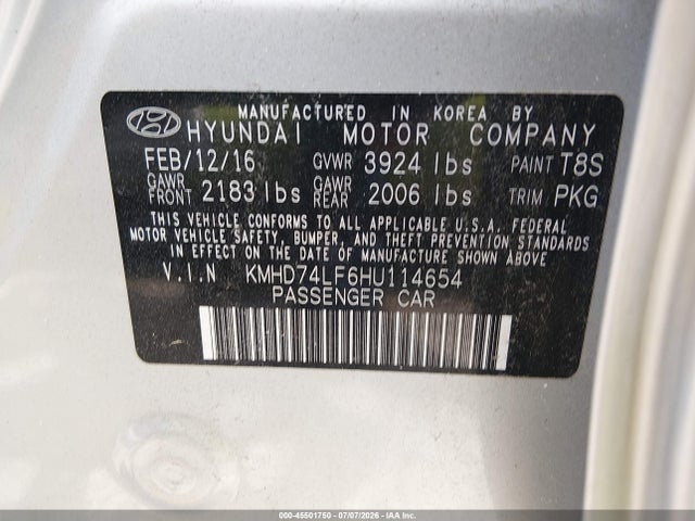 Hyundai ELANTRA SE 2017 KMHD74LF6HU114654 Image 9