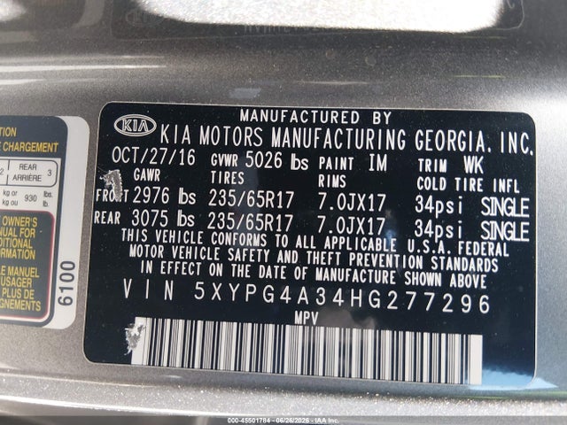 KIA Sorento 2.4l L 2017 5XYPG4A34HG277296 Image 9